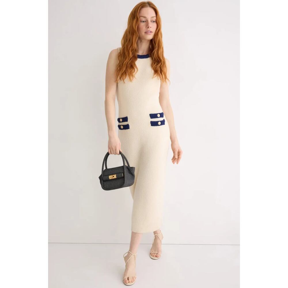Endless Rose Contrast Braided Midi Knit Dress Size M
